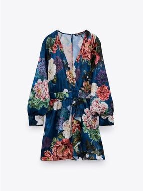 ZARA Floral V-Neck Long Sleeve Romper
